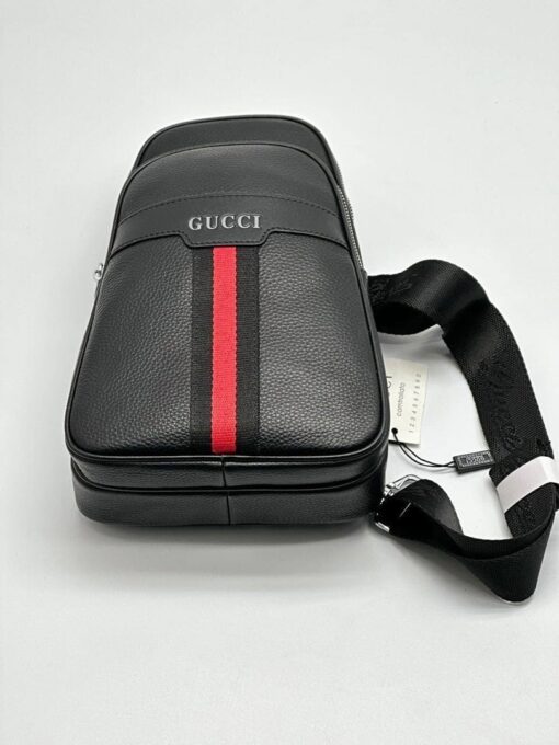 Мужская сумка Gucci A104228 кожаная чёрная 28:17 см - фото 3