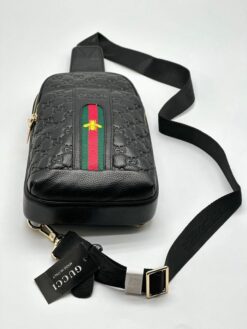 Мужская сумка Gucci A104244 кожаная чёрная 30:18 см