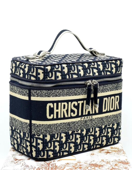 Женская тканевая сумка-косметичка Dior Travel серая 24 см - фото 1