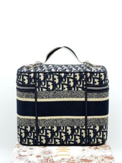 Женская тканевая сумка-косметичка Dior Travel серая 24 см