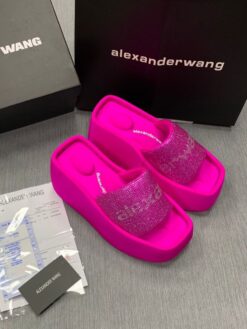 Шлепанцы Alexander Wang Taji Shine на платформе премиум-люкс розовые