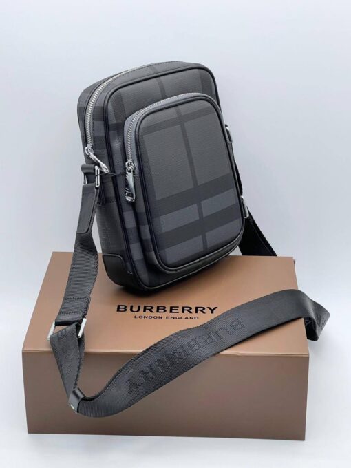Мужская сумка Burberry A103763 через плечо из канвы премиум 24:16:6 см серая - фото 1