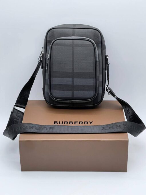 Мужская сумка Burberry A103763 через плечо из канвы премиум 24:16:6 см серая - фото 2