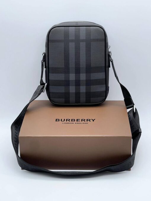 Мужская сумка Burberry A103763 через плечо из канвы премиум 24:16:6 см серая - фото 3