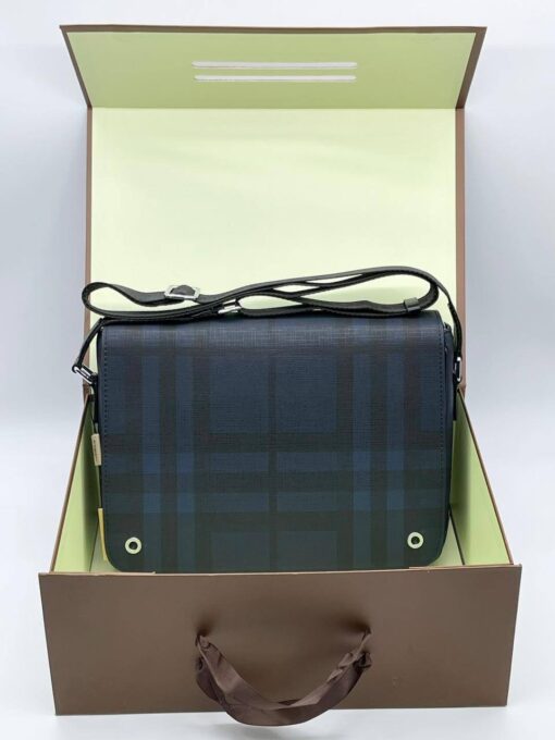 Мужская сумка Burberry A103779 через плечо из канвы премиум 30:25:7 см серая - фото 2