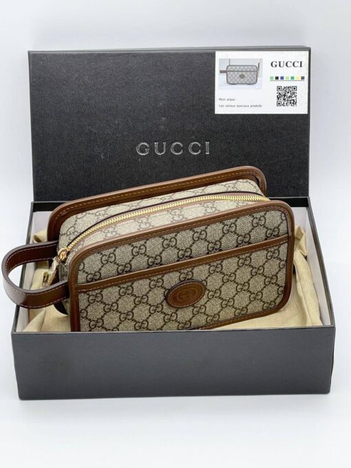 Клатч Gucci A103863 из канвы коричневый - фото 2
