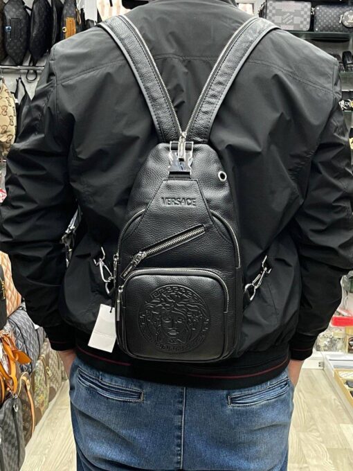 Рюкзак Versace A103890 кожаный 33:18:9 см чёрный - фото 3