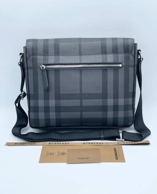 Мужская сумка Burberry A103935 через плечо из канвы премиум 30:25:7 см серая - фото 2
