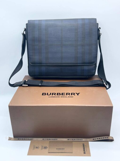 Мужская сумка Burberry A103942 через плечо из канвы премиум 30:25:7 см серая - фото 1
