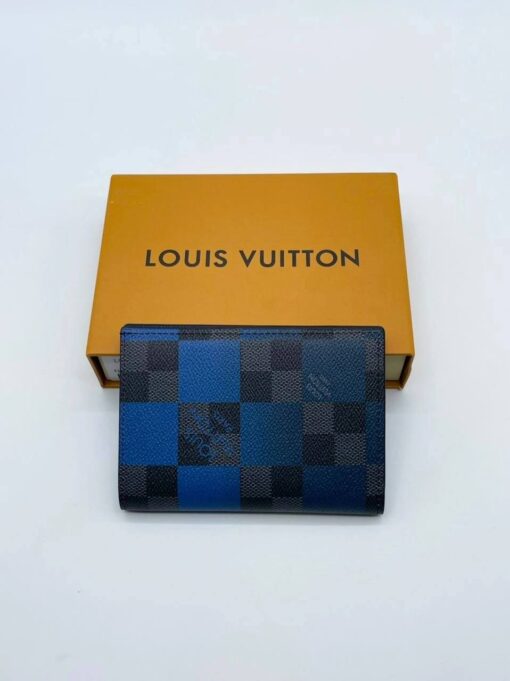 Обложка для паспорта Louis Vuitton A104143 синяя 14/10 см - фото 1