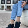 Лоферы женские замшевые Loro Piana A106238 с меховой стелькой Black