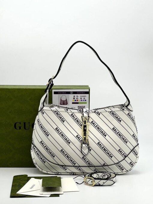 Женская кожаная сумка Gucci & Balenciaga A106096 белая 29/18 см - фото 1