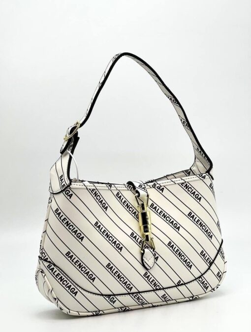 Женская кожаная сумка Gucci & Balenciaga A106096 белая 29/18 см - фото 3