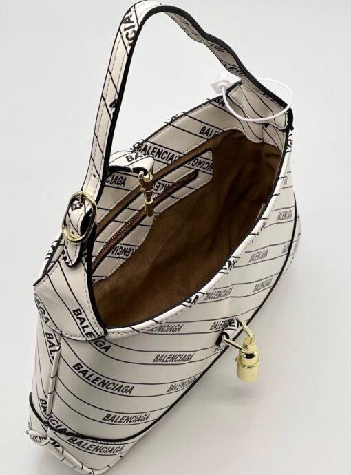 Женская кожаная сумка Gucci & Balenciaga A106096 белая 29/18 см - фото 5
