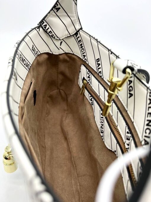Женская кожаная сумка Gucci & Balenciaga A106096 белая 29/18 см - фото 7