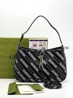 Женская кожаная сумка Gucci & Balenciaga A106104 чёрная 29/18 см - фото 9