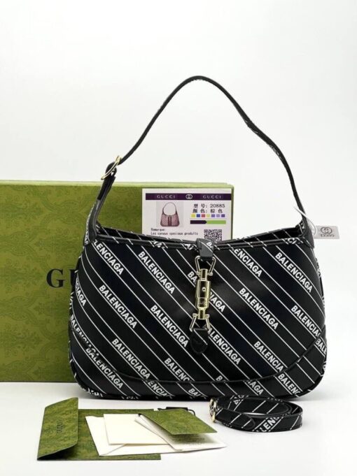 Женская кожаная сумка Gucci & Balenciaga A106104 чёрная 29/18 см - фото 1