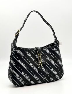 Женская кожаная сумка Gucci & Balenciaga A106104 чёрная 29/18 см