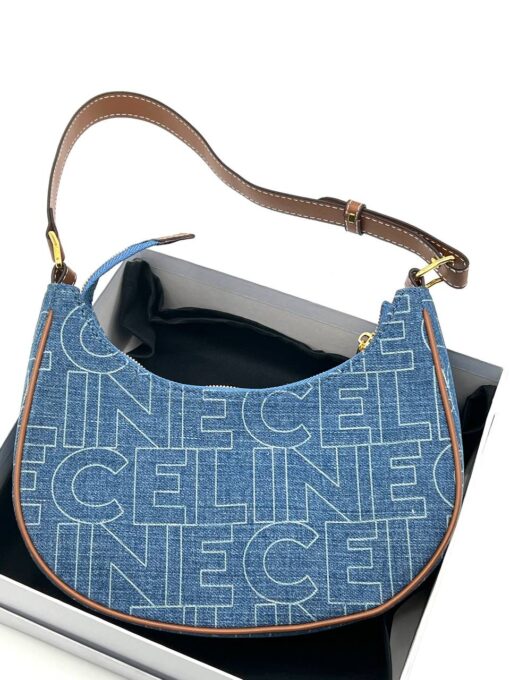 Женская сумка Celine A106345 тканевая синяя - фото 8