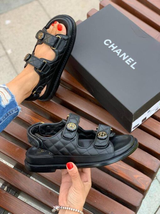 Сандалии женские Chanel A107407 чёрные - фото 4