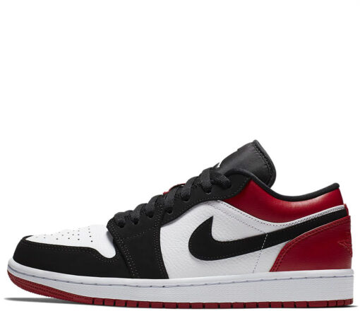 Кроссовки Nike Air Jordan 1 Retro "Black Toe" Low Black White Red - фото 1