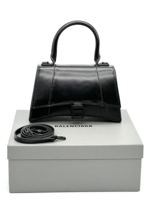 Женская кожаная сумка Balenciaga Hourglass A107820 чёрная 23/14 см - фото 7