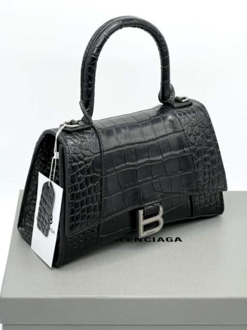 Женская кожаная сумка Balenciaga Hourglass A107828 чёрная 23/14 см - фото 1