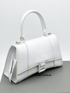 Женская кожаная сумка Balenciaga Hourglass A107840 белая 23/14 см