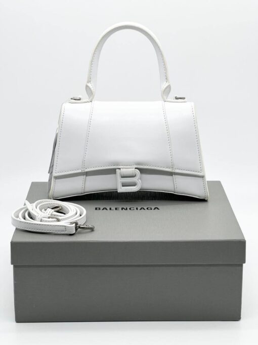 Женская кожаная сумка Balenciaga Hourglass A107840 белая 23/14 см - фото 2