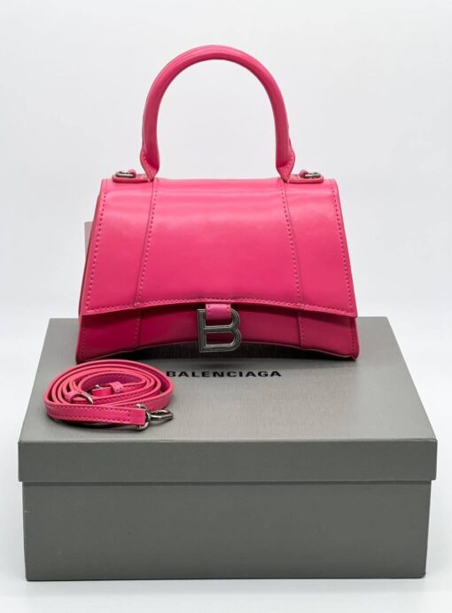 Женская кожаная сумка Balenciaga Hourglass A107843 красная 23/14 см - фото 2