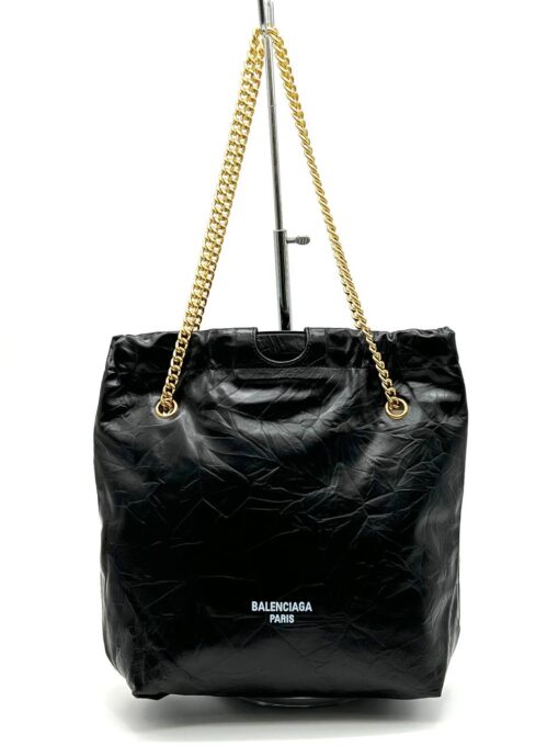 Женская кожаная сумка Balenciaga Crush Tote Bag Black 38/45 см - фото 2