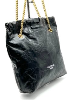 Женская кожаная сумка Balenciaga Crush Tote Bag Black 30/30 см