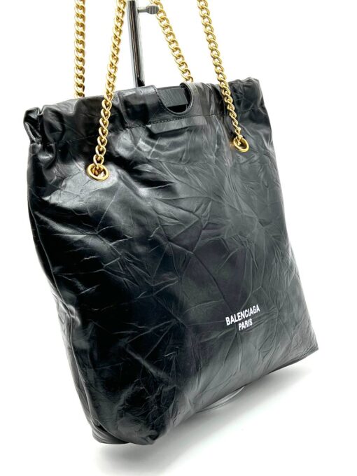 Женская кожаная сумка Balenciaga Crush Tote Bag Black 38/45 см - фото 3