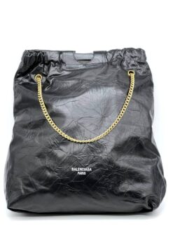 Женская кожаная сумка Balenciaga Crush Tote Bag Black 38/45 см