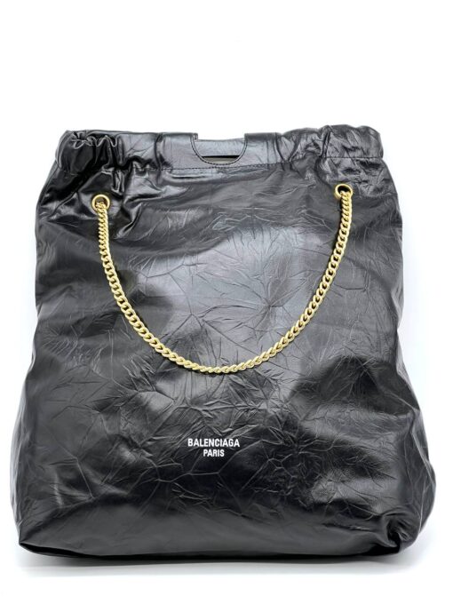 Женская кожаная сумка Balenciaga Crush Tote Bag Black 38/45 см - фото 1