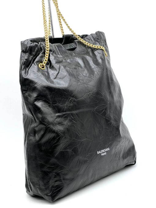 Женская кожаная сумка Balenciaga Crush Tote Bag Black 30/30 см - фото 3