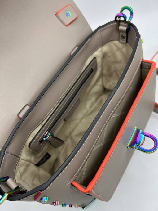 Женская кожаная сумка Michael Kors Manhattan A107887 Grey-Beige - фото 5