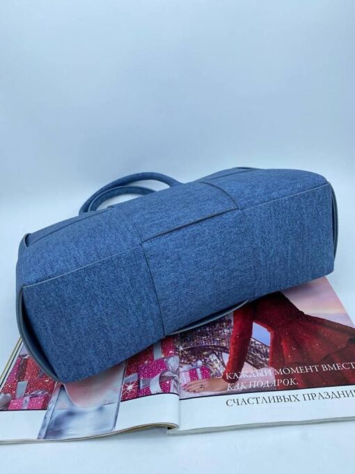 Женская тканевая сумка Bottega Veneta голубая 36/25/11 см - фото 2