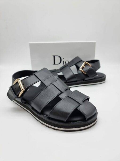 Мужские сандалии Dior Lather A109058 чёрные - фото 4