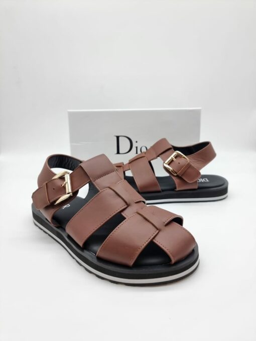Мужские сандалии Dior Lather A109085 коричневые - фото 2