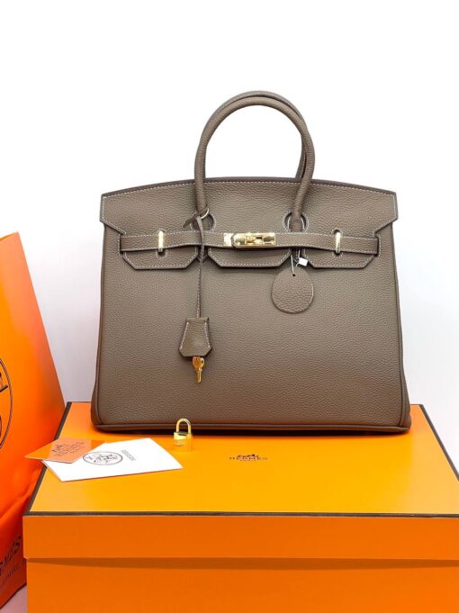 Женская сумка Hermes Birkin 35x26 см A109375 бежевая - фото 8