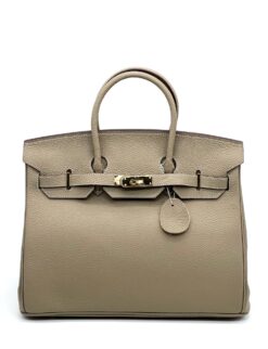 Женская сумка Hermes Birkin 35x26 см A109385 светло-бежевая - фото 5