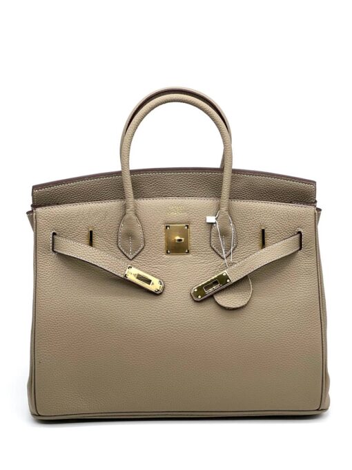 Женская сумка Hermes Birkin 35x26 см A109385 светло-бежевая - фото 2