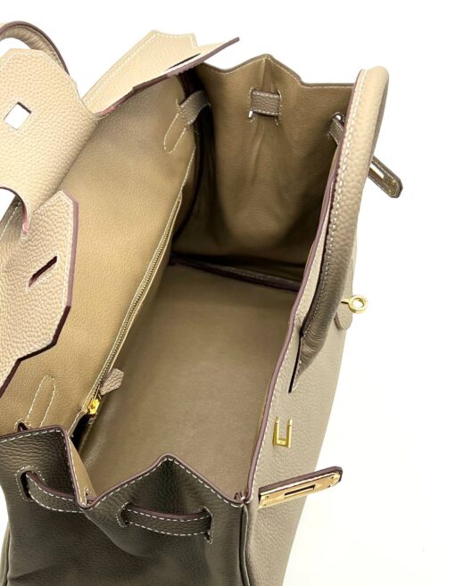 Женская сумка Hermes Birkin 35x26 см A109385 светло-бежевая - фото 7