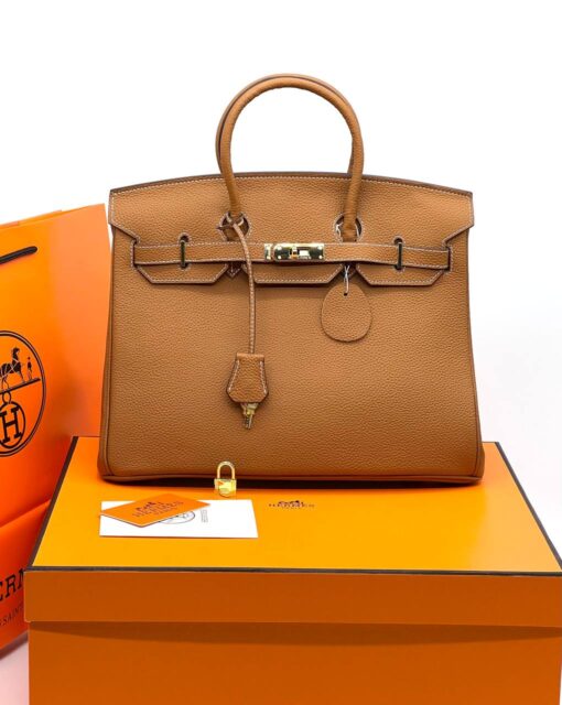 Женская сумка Hermes Birkin 35x26 см A109395 коричневая - фото 9