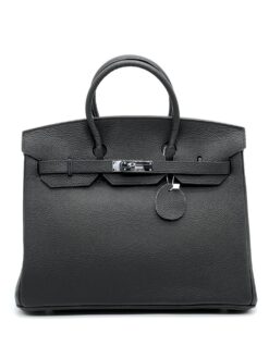 Женская сумка Hermes Birkin 35x26 см A109415 чёрная фурнитура серебро