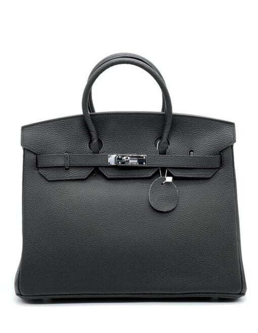 Женская сумка Hermes Birkin 35x26 см A109415 чёрная фурнитура серебро - фото 1