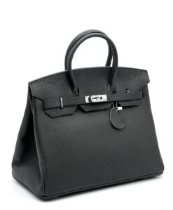 Женская сумка Hermes Birkin 35×26 см A109415 чёрная фурнитура серебро