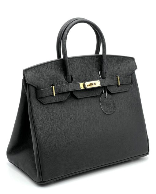 Женская сумка Hermes Birkin 35x26 см A109425 чёрная фурнитура золото - фото 2