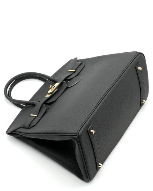 Женская сумка Hermes Birkin 35x26 см A109425 чёрная фурнитура золото - фото 4